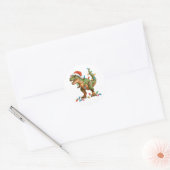Christmas T Rex Dinosaur Xmas Dino Tyrannosaurus Ronde Sticker (Envelop)