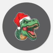 Christmas T-rex  Ronde Sticker (Voorkant)