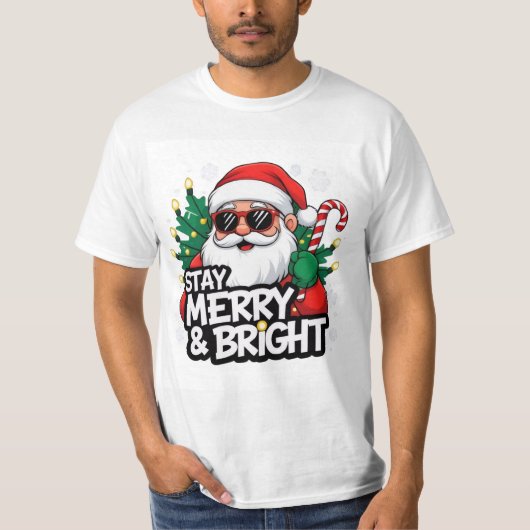 Christmas T-Shirt for Teens Stay Merry & Bright (Devant)