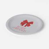 Christmas Tableware Pastel Plate | Red Bow Accent Papieren Bordje (Gekanteld)