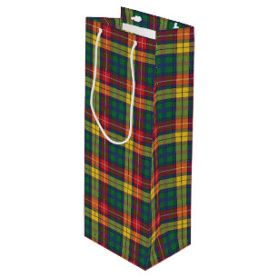 Christmas Tartan Clan Buchanan Yellow Plaid Wijn Cadeautas