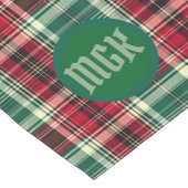 Christmas Tartan Plaid Table Runner with Monogram Korte Tafelloper (Hoek)