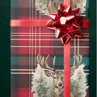 Christmas Tartan Reindeer Cadeaupapier