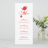 Christmas Tea Custom Menu Rode theepot Kaart (Staand voorkant)