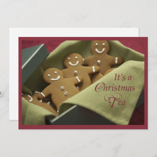 Christmas Tea Gingerbread Invitation (Devant / Derrière)