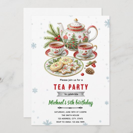 Christmas tea party invitation (Devant / Derrière)
