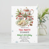 Christmas tea party invitation kaart (Staand voorkant)