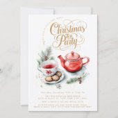 Christmas Tea Party Minimalist Elegant Feest Kaart (Voorkant)