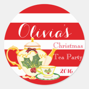 Christmas Tea Party Uitnodiging Sticker Favor labe