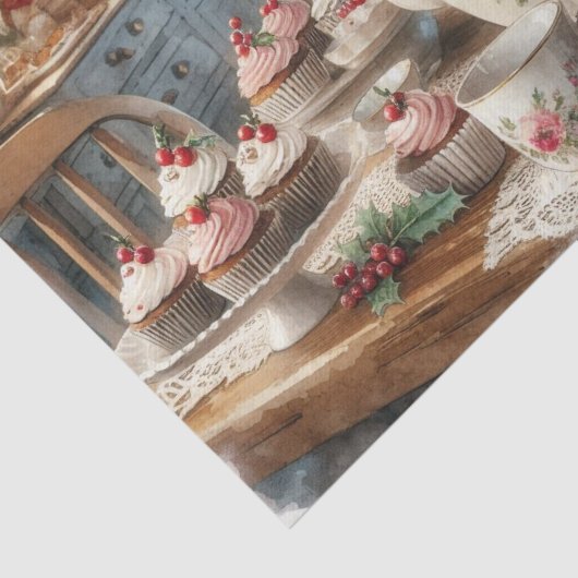Christmas Tea Time with Cupcakes Tissuepapier (Detail)