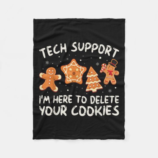 Christmas Tech Support hier om cookies Xmas M te v Fleece Deken (Voorkant)