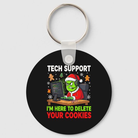 Christmas Tech Suprt Here To Delete Cookies Holida Sleutelhanger (Voorkant)