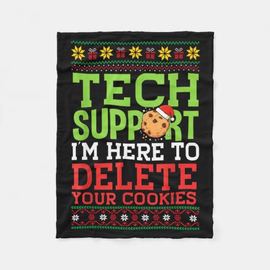 Christmas Tech Suprt Here To Delete Cookies Ugly S Fleece Deken (Voorkant)