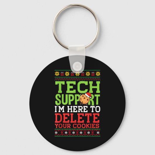 Christmas Tech Suprt Here To Delete Cookies Ugly S Sleutelhanger (Voorkant)