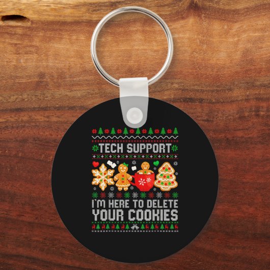 Christmas Tech Suprt Here To Delete Cookies Ugly X Sleutelhanger (Voorkant)