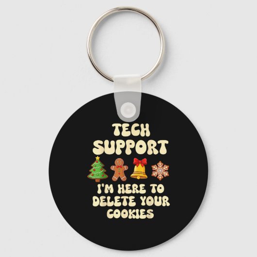 Christmas Tech Suprt Here To Delete Cookies Xmas G Sleutelhanger (Voorkant)