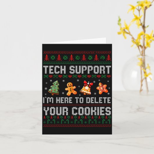 Christmas Tech Suprt Here To Delete Cookies Xmas M Kaart (Gele Bloem)