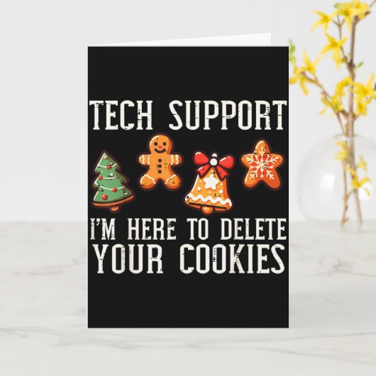 Christmas Tech Suprt Here To Delete Cookies Xmas M Kaart (Gele Bloem)