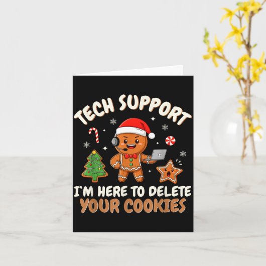 Christmas Tech Suprt Here To Delete Cookies Xmas M Kaart (Gele Bloem)