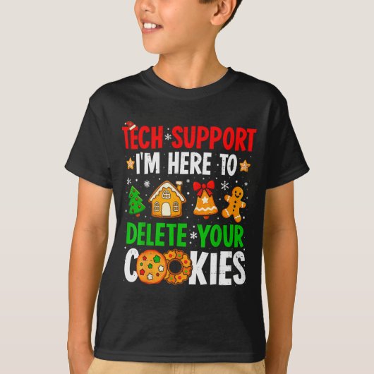 Christmas Tech Suprt Here To Delete Cookies Xmas M T-shirt (Voorkant)