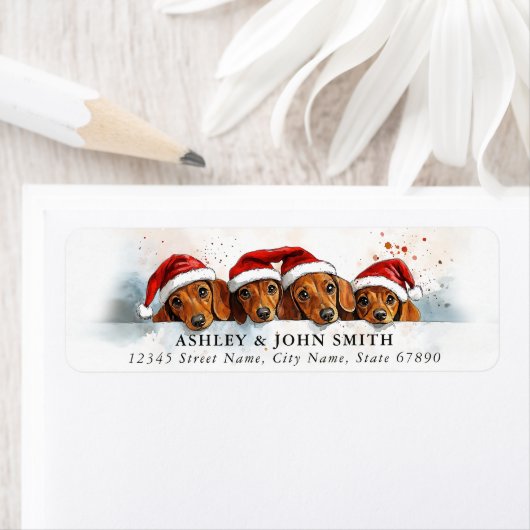Christmas Teckel Retour Adreslabels Etiket (Insitu)