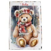 Christmas Teddy Bear add Name Medium Cadeauzakje (Achterkant)