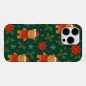 Christmas Teddy Bear Pattern – Cute Green Holiday  iPhone Hoesje (Achterkant horizontaal)