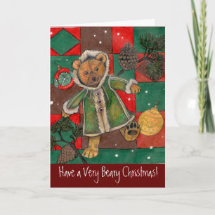 Christmas Teddy ~ Heb een zeer Beary Christmas Kaa Feestdagen Kaart