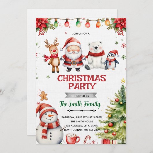 Christmas theme party invitation (Devant / Derrière)