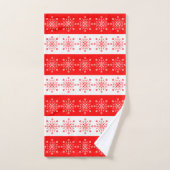 Christmas Theme Red White Stripes Snowflakes (Serviette à main)