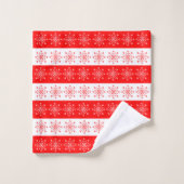 Christmas Theme Red White Stripes Snowflakes (Gant de toilette)