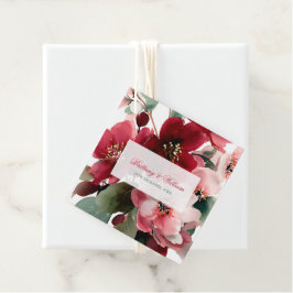  Christmas Themed Red Floral Wedding  Bedankjes Labels