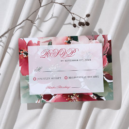  Christmas Themed Red Floral Wedding  RSVP Kaartje