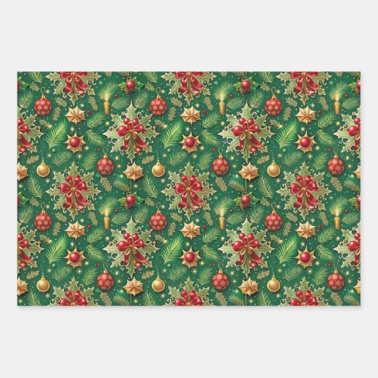 Christmas-themed three festive patterns inpakpapier vel (Voorkant 3)