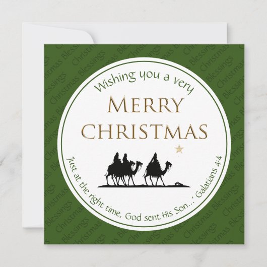CHRISTMAS Three Wise Mannen Festive Scripting Feestdagenkaart (Voorkant)