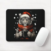 Christmas Tiger With Santa Hat Coffee Lover Funny Muismat (Met muis)