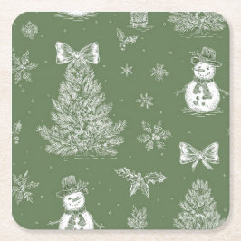 Christmas toile coaster vierkante kartonnen onderzetter