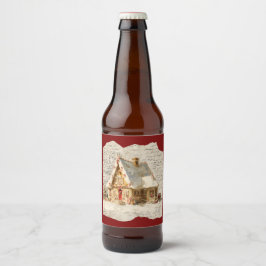 Christmas toile Santa Bier Etiket
