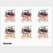 Christmas Train Believe Magic Holiday Vierkante Sticker (Vel)