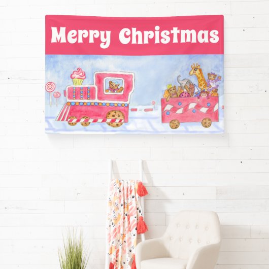 Christmas Train Party Banner Decoration (Insitu)