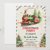 Christmas Train party Invitation (Devant / Derrière)