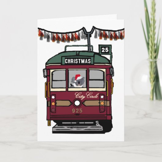 Christmas Tram Feestdagen Kaart (Voorkant)