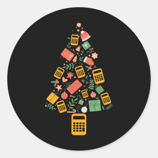 Christmas Tree Accountant Calculator Finance Chris Ronde Sticker (Voorkant)