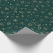 Christmas Tree And Gold Star Green Cadeaupapier (Hoek)