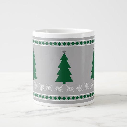 Christmas Tree and Snowflakes Pattern, Extra Grote Beker (Voorkant)