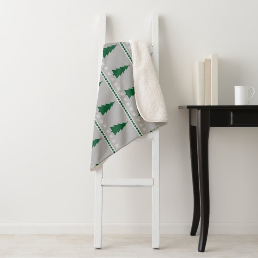 Christmas Tree and Snowflakes Pattern, Sherpa Deken (In situ)