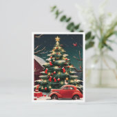 Christmas Tree and Vintage Car Briefkaart (Staand voorkant)