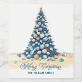 Christmas Tree Beach Merry Christmas Wijn Etiket (Enkel label)