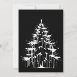 Christmas Tree Black & White Grunge Chic Aesthetic Feestdagenkaart