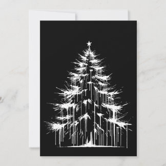 Christmas Tree Black & White Grunge Chic Aesthetic Feestdagenkaart